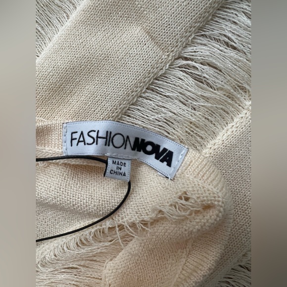 Fashionnova Distressed Halter Maxi Dress - Cream - Picture 8 of 11